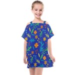 Bright and colorful floral pattern Kids  One Piece Chiffon Dress