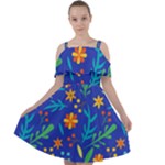 Bright and colorful floral pattern Cut Out Shoulders Chiffon Dress