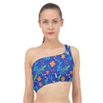 Bright and colorful floral pattern Spliced Up Bikini Top 