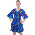 Bright and colorful floral pattern Boho Button Up Dress