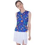 Bright and colorful floral pattern Women s Sleeveless Sports Top