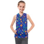 Bright and colorful floral pattern Kids  Sleeveless Hoodie