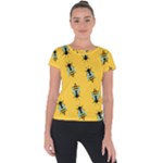Bee pattern background Short Sleeve Sports Top 