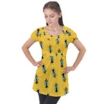 Bee pattern background Puff Sleeve Tunic Top
