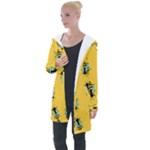 Bee pattern background Longline Hooded Cardigan