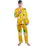 pineapple patterns Men s Long Sleeve Satin Pajamas Set