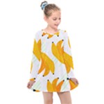 bananas seamless pattern Kids  Long Sleeve Dress