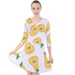 pears pattern Quarter Sleeve Front Wrap Dress