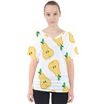 pears pattern V-Neck Dolman Drape Top