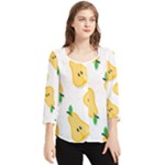 pears pattern Chiffon Quarter Sleeve Blouse