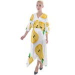 pears pattern Quarter Sleeve Wrap Front Maxi Dress