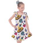 Bright Day of the Dead seamless pattern Kids  Tie Up Tunic Dress
