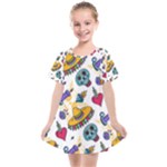 Bright Day of the Dead seamless pattern Kids  Smock Dress