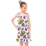 Bright Day of the Dead seamless pattern Kids  Overall Dress