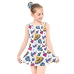 Bright Day of the Dead seamless pattern Kids  Skater Dress Swimsuit
