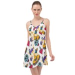 Bright Day of the Dead seamless pattern Summer Time Chiffon Dress