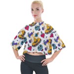 Bright Day of the Dead seamless pattern Mock Neck Tee