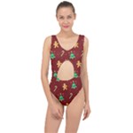 Cute Christmas seamless pattern Center Cut Out Swimsuit