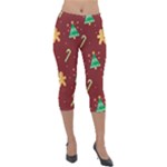 Cute Christmas seamless pattern Lightweight Velour Capri Leggings 