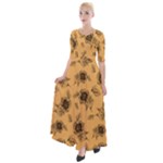 Hand drawn sunflower pattern Half Sleeves Maxi Dress
