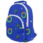 Christmas pattern with wreaths Rounded Multi Pocket Backpack