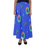 Christmas pattern with wreaths Flared Maxi Skirt