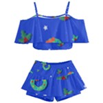 Christmas pattern with wreaths Kids  Off Shoulder Skirt Bikini