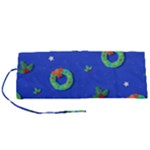 Christmas pattern with wreaths Roll Up Canvas Pencil Holder (S)