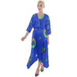 Christmas pattern with wreaths Quarter Sleeve Wrap Front Maxi Dress