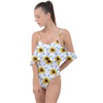 Delicate sunflower seamless pattern Drape Piece Swimsuit