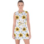 Delicate sunflower seamless pattern Lace Up Front Bodycon Dress