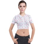 love and hearts pattern Short Sleeve Cropped Jacket