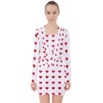 Romantic Valentine s heart pattern V-neck Bodycon Long Sleeve Dress