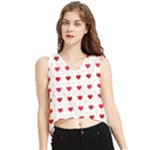 Romantic Valentine s heart pattern V-Neck Cropped Tank Top