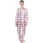 Romantic Valentine s heart pattern Satin Long Sleeve Pajamas Set