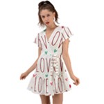 Love wallpaper with hearts Flutter Sleeve Wrap Dress