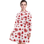 Valentine s stamped hearts pattern Long Sleeve Chiffon Shirt Dress