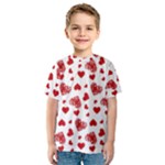 Valentine s stamped hearts pattern Kids  Sport Mesh Tee