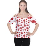 Valentine s stamped hearts pattern Cutout Shoulder Tee