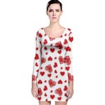 Valentine s stamped hearts pattern Long Sleeve Velvet Bodycon Dress