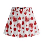 Valentine s stamped hearts pattern Mini Flare Skirt