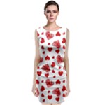 Valentine s stamped hearts pattern Sleeveless Velvet Midi Dress