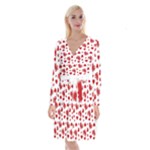 Valentine s stamped hearts pattern Long Sleeve Velvet Front Wrap Dress