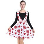 Valentine s stamped hearts pattern Plunge Pinafore Dress