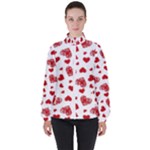 Valentine s stamped hearts pattern Women s High Neck Windbreaker