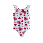 Valentine s stamped hearts pattern Kids  Frill Swimsuit