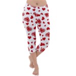 Valentine s stamped hearts pattern Lightweight Velour Capri Yoga Leggings