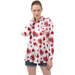 Valentine s stamped hearts pattern Long Sleeve Satin Shirt