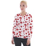 Valentine s stamped hearts pattern Velvet Zip Up Jacket