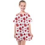 Valentine s stamped hearts pattern Kids  One Piece Chiffon Dress